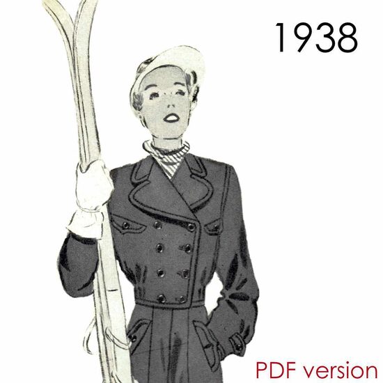 1938 Ski jacket 90 cm (35.4") bust. PDF pattern.